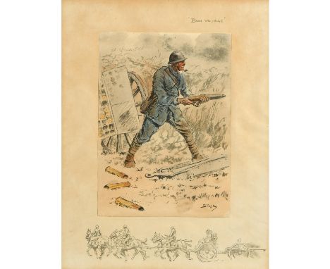 Colour reproduction, finished by hand, laid down onto support sheet, with printed remarque, not signed in pencil 28.5 x 20cm.