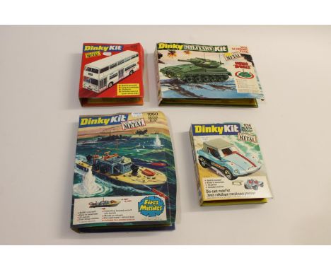 5 boxed kits including 1018 Atlantean Bus, 1014 Beach Buggy, 1050 Motor Patrol Boat, 1045 Combat Aircraft, and 1038 Scorpion 