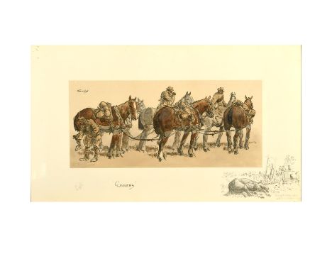 Colour reproduction, finished by hand, laid down onto support sheet, with printed remarque, signed in pencil 21.5 x 48cm.  *C