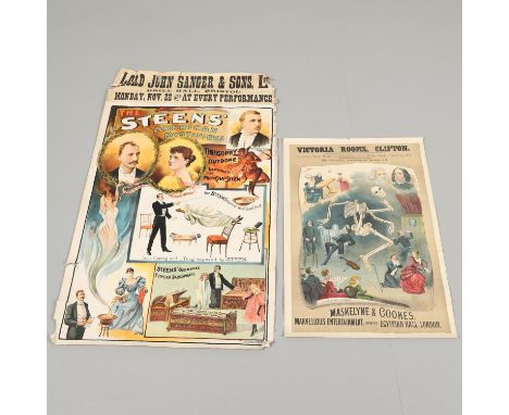 Including a poster for the 'Victoria Rooms, Clifton' for 'Maskelyne &amp; Cooke's Marvellous Entertainment', printed by Culli