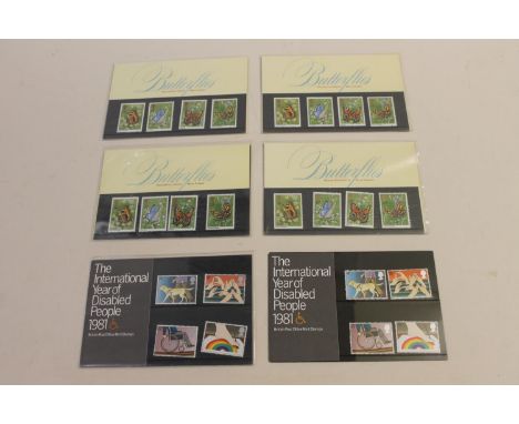 A qty of mint stamp packs, including Christmas 1979, Butterflies, Duke of Edinburgh Award, Horse Racing, Liverpool and Manche