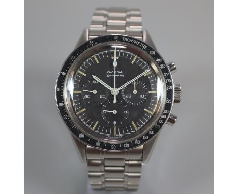 Omega Speedmaster 'Pre Moon' professional chronograph stainless steel diver's style wristwatch, black face with baton numeral