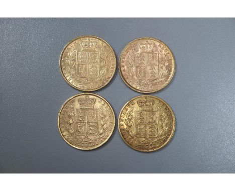 Four Victorian gold full Sovereigns dated 1869, 1870, 1871 and 1872. (4) (B.P. 21% + VAT)  The 1872 has an 'M' mint mark.
