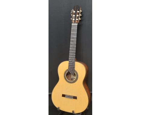 Handmade Finnish Liikanen 300A six string acoustic Spanish style guitar by Kanc Cul ,signed to the label internally with date