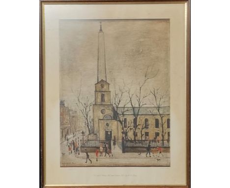 After L S Lowry (British, 18787-1976), 'Saint Luke's Church, Old Street London, E. C.' limited edition coloured print No.225/