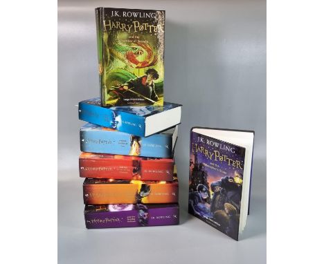 Rowling, J. K. , a collection of 'Harry Potter' large print edition hardback books, seven volumes to include: 'Harry Potter a