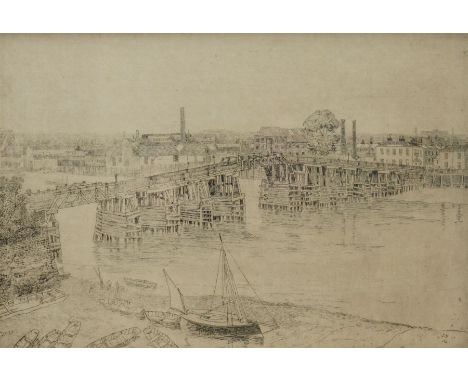 Walter Greaves (British 1846-1930): Old Battersea Bridge, etching signed in pencil 21cm x 28cm