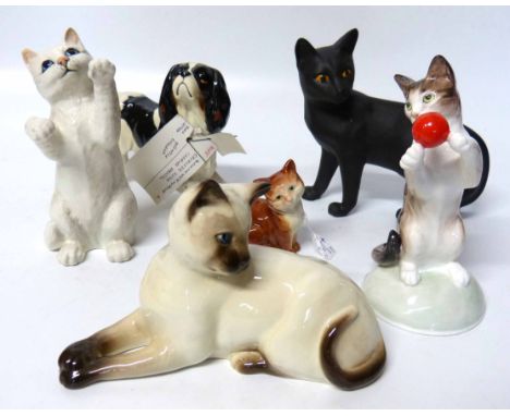 Four Beswick cats, a King Charles Spaniel and a Francesca Cat. No conditions reports for this sale.