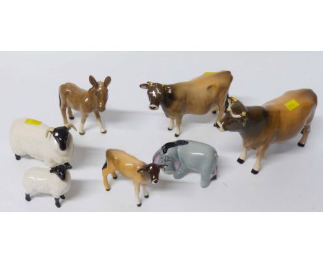 Beswick Three Piece Jersey Cow Set, a donkey, ram and lamb and a figure of Eeyore No conditions reports for this sale.