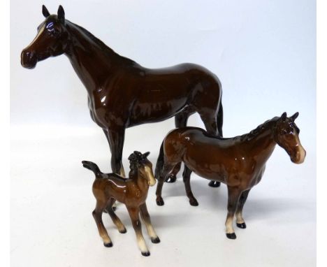 Large Beswick horse in brown, another similar horse and foal. No conditions reports for this sale.