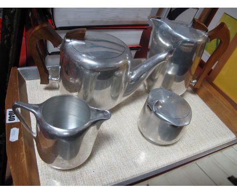 Picquot Ware Four Piece Aluminium Tea Service, together with matching tray.