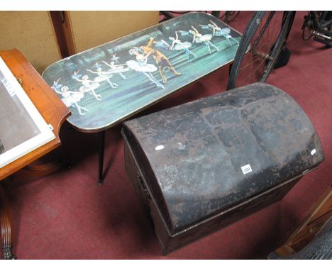 1950's Vintage Rectangular Coffee Table, the pictoral top with a ballet scene, on detachable black tapering legs; together wi