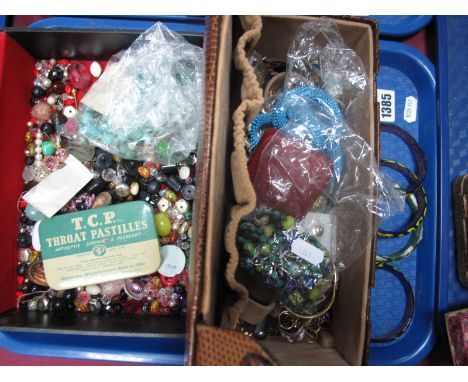 A Mixed Lot of Assorted Costume Jewellery, including glass bangles, bead necklaces, tie pins, cufflinks, etc; together with l