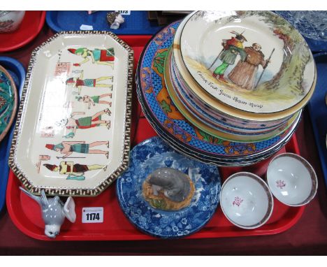 Goebel Figure of a Bird, Royal Doulton tray with Egyptian figures, XIX Century Chinese tea bowls, Royal Doulton plates.