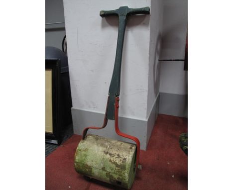 Stone Garden Roller, with iron bracket to wooden handle.