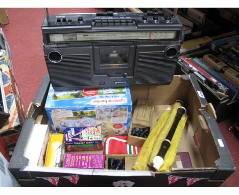 Staunton Type Wooden Chess Sets, Sylvanian Families, diecast, four Aulos school recorders, Hitachi, speaker system:- One Box