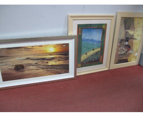 Assaf Frank, 'Golden Tide Panoramic', 3D effect seascape print, 48 x 98cm; two other large prints. (3)