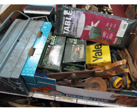 Blagdon Budget Water Garden Pumps, tools, yale door handles etc:- One Box and One Tin.