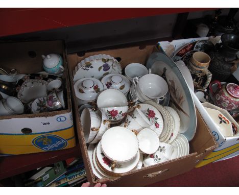 Worcester 'Evesham', Royal Imperial, Anchor China, Delphine China, other table pottery, vase, Wadeheath bowl etc:- Three Boxe