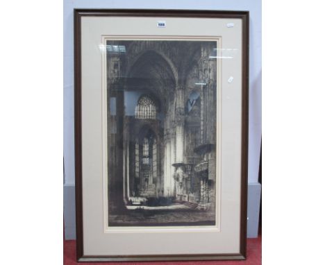 Andrew F. Affleck, "Interior, Milan Cathedral", etching, signed in pencil lower right, 96 x 66cm.
