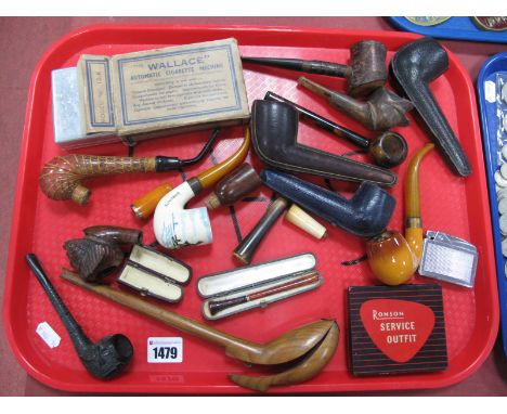 Smoking Memorabilia, to include Goedewaagen, Irish Clover, Peak Cap and Ethnic head pipes. Ambered &amp; Horn cheroot holders