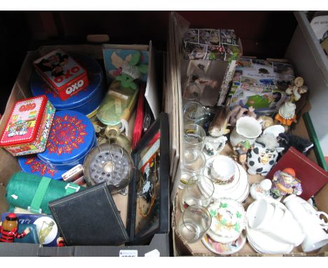 Jerna Model Trout, Rington's novelty egg cups and butter dish (boxed), ceramics, glassware, tins, prints etc:- Two Boxes