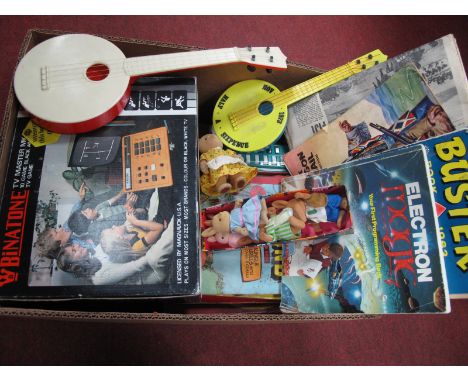 Children's Toys and Books, including a boxed Binatone TV 10 game console, jig saw, tea cards erc.