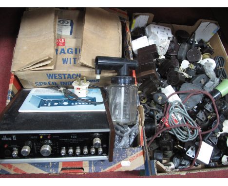 Vintage DBX II Model 128 Range Enhancer, Westach speed indicator, bakelite sockets, plugs etc (all untested sold for parts on