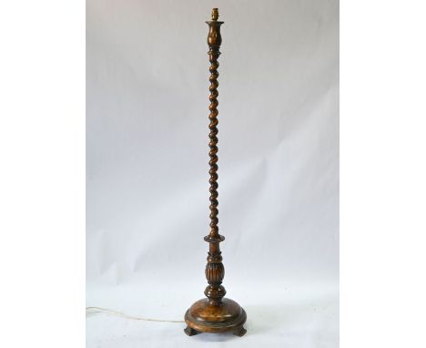A turned and carved wood standard lamp, painted simulated tortoiseshell, 152 cm h&nbsp;good original condition, a few areas o