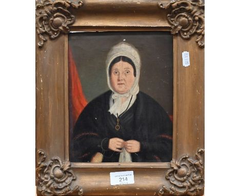 19th century English school - Portrait of Dinah Williams Jackson, oil on canvas, 21 x 17 cm