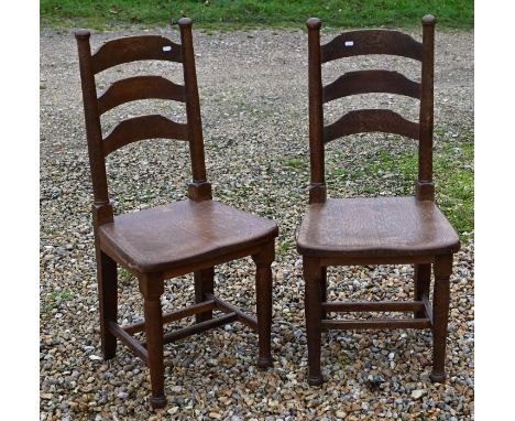 A set of eight provincial oak ladder back dining chairs&nbsp;