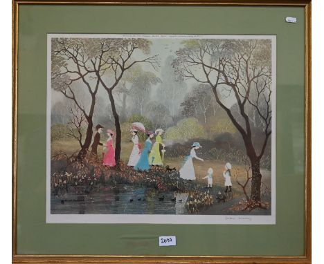 After Helen Bradley - 'On a lovely summer's day', print, pencil signed, blind stamp, pub Miss Carter Publications Manchester,