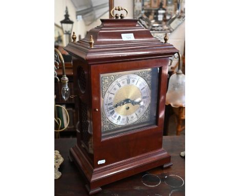 A German mahogany cased bracket clock with triple train movement and brass dial, 50 cm h&nbsp;