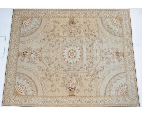 Savonnerie Design Carpet South East Europe, modern The field with four urns issuing flowers centred by an oval panel containi