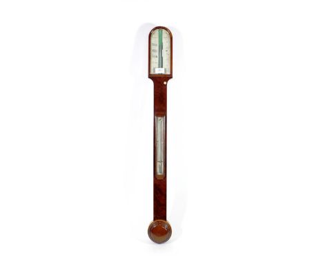 A Mahogany Stick Barometer, signed C Johnson, Newark, circa 1870, concealed mercury tube with a single ivory vernier scale, t