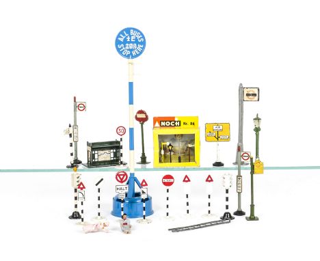 Diecast Street Furniture, including Dinky Toy Road Signs (25), thirteen Bus Stop signs by various makers including Cherilea, 