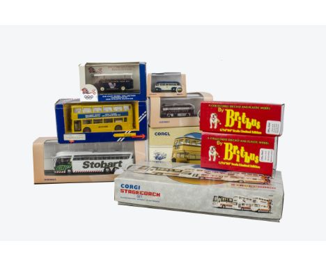 Modern Diecast Buses, a boxed collection of vintage and modern vehicles in various scales, including examples by Britbus (2) 