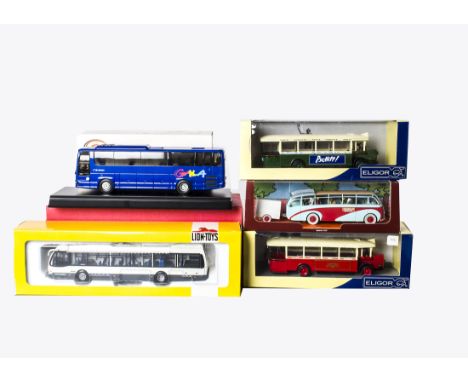 Boxed Modern Diecast Buses &amp; Coaches, by various makers including Eligor, Louis Surber, Matchbox Dinky Collection, Lion T