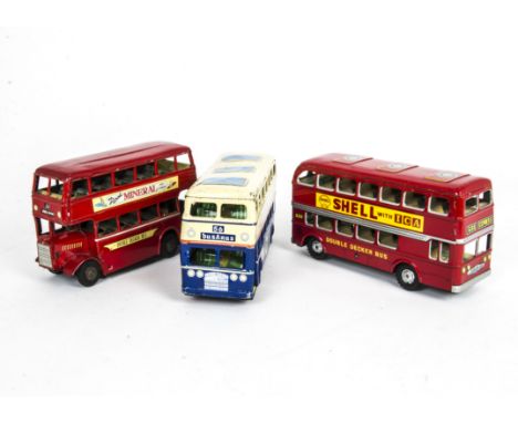 Japanese Tinplate Friction Drive Double Decker Buses, Asakusa/Hayashi Leyland type Double Decker Bus, red body, '600 Express'
