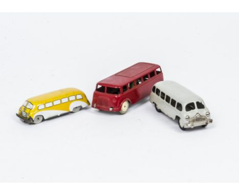 Italian Tinplate &amp; Plastic Buses, Marchesini tinplate friction drive Single Deck Bus, grey body, white plastic hubs, chro