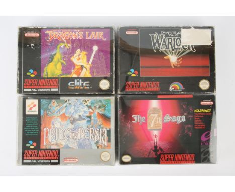 Super Nintendo (SNES) fantasy adventure bundle Includes: The 7th Saga, Warlock, Dragon's Lair and Prince of Persia Condition 