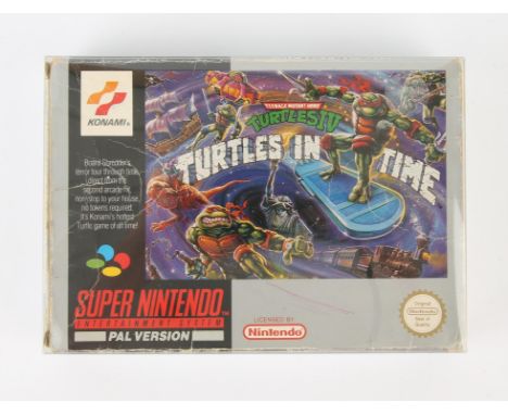 Super Nintendo (SNES) Teenage Mutant Ninja Turtles IV: Turtles in Time (PAL) Condition Report:  Game is boxed, without its ma