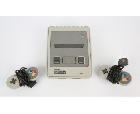 Super Nintendo (SNES) Console, controllers + cables (PAL Version) Condition Report:  All items are unboxed and untested. 