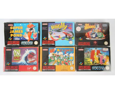 Super Nintendo (SNES) platforming bumper bundle Includes: The Addams Family: Pugsley's Scavenger Hunt, Cool Spot, The Brainie