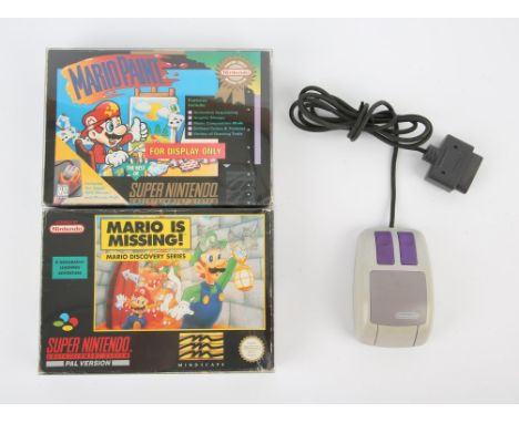 Super Nintendo (SNES) Mario spin-off bundle (PAL) Includes: Mario Paint [+ Super NES mouse] and Mario is Missing! Condition R
