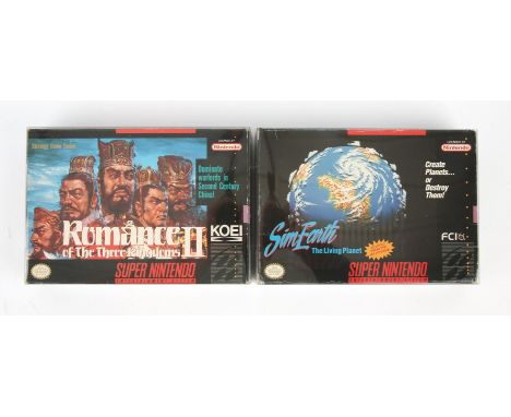 Super Nintendo (SNES) strategy/sim bundle Includes: Romance of The Three Kingdoms II and Sim Earth: The Living Planet Conditi