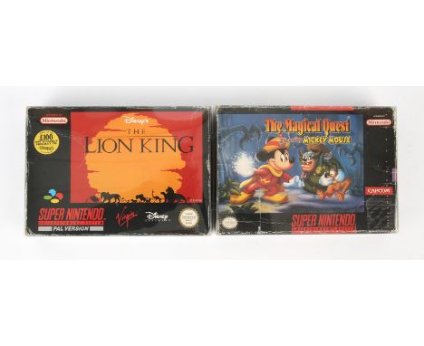 Super Nintendo (SNES) Disney bundle Includes: The Magical Quest starring Mickey Mouse and The Lion King Condition Report:  Li