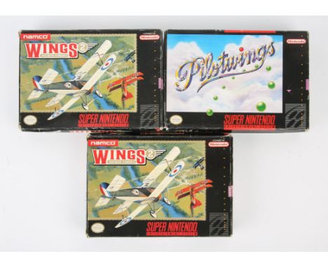 Super Nintendo (SNES) aeroplane bundle Includes: Pilotwings and Wings 2: Aces High (x2) Condition Report:  Pilotwings is CIB.