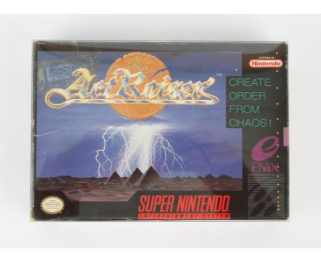 Super Nintendo (SNES) Actraiser (NTSC) Condition Report:  Game is in good condition but does have a blemish on the cover due 