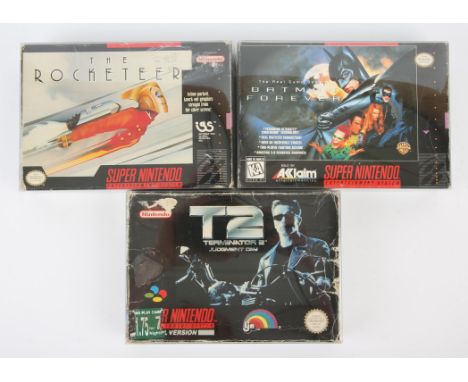 Super Nintendo (SNES) 90's movie tie-in bundle Includes: Batman Forever, The Rocketeer and Terminator 2: Judgement Day Condit